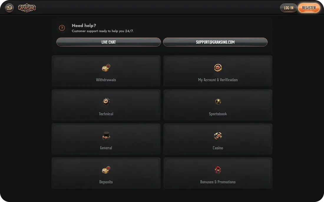 gransino casino faq
